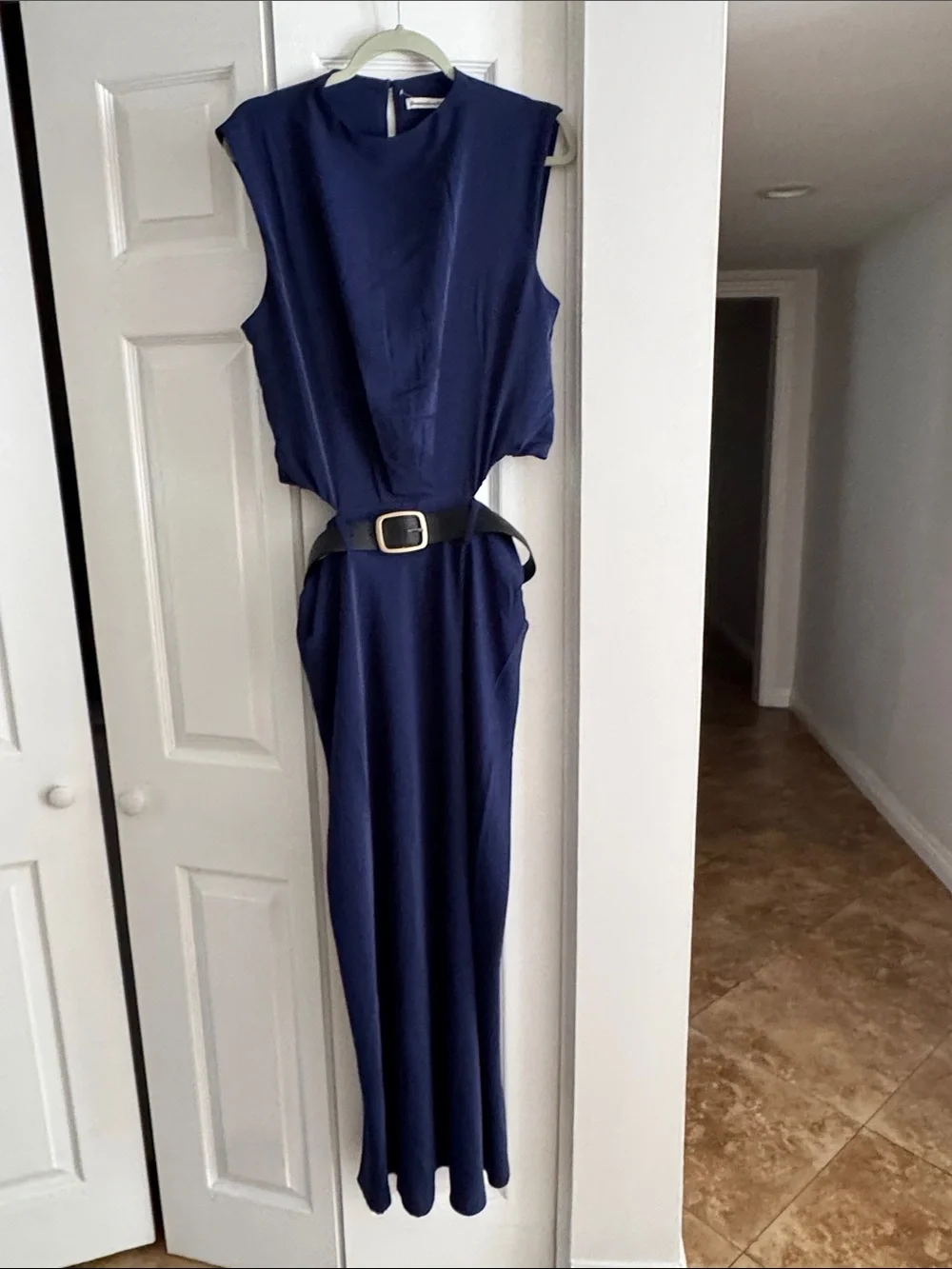 Abercrombie Sleeveless Navy Maxi Dress with Belt size l